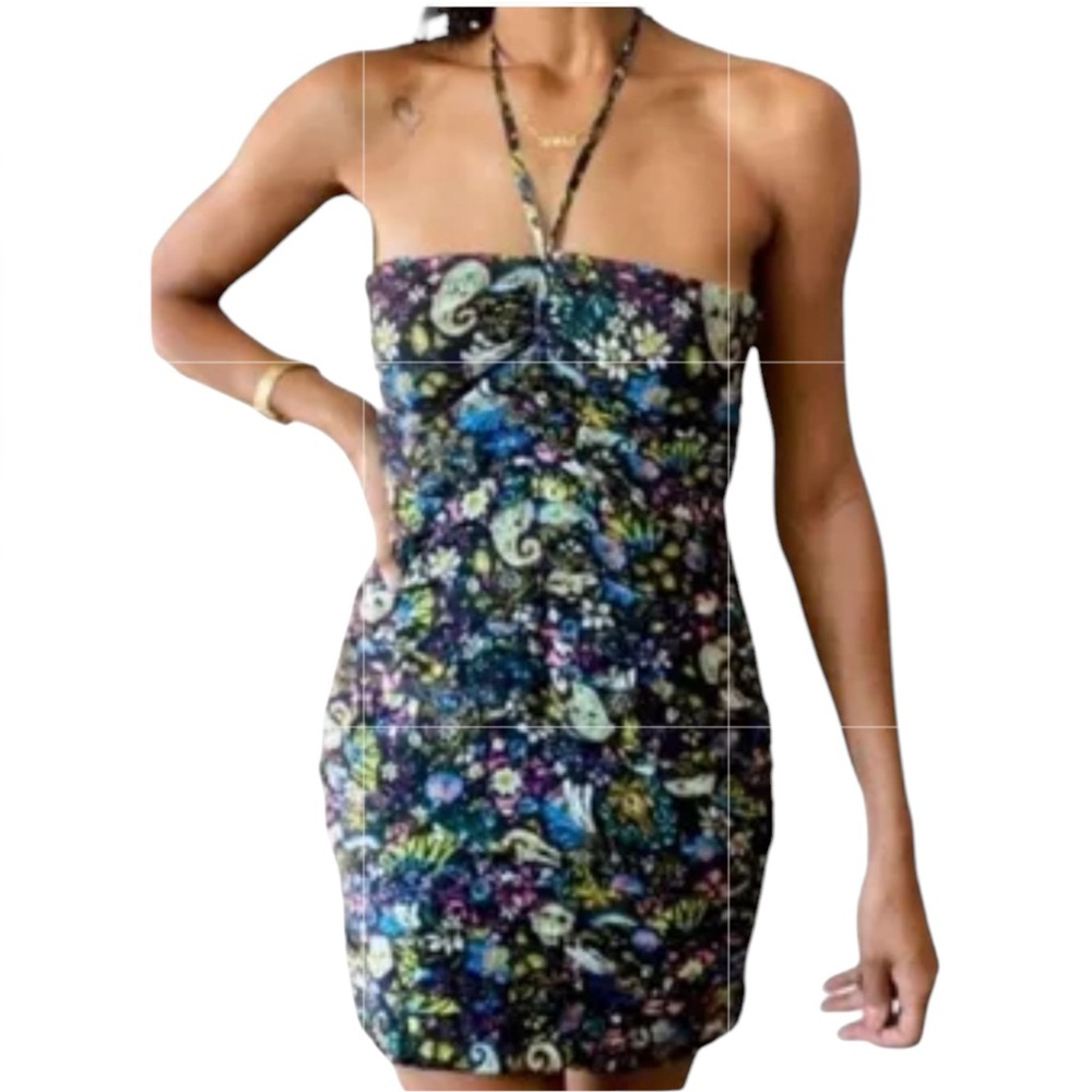Zara Floral Print Ruched Mini Dress